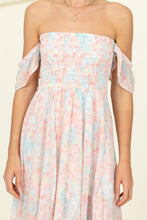 Load image into Gallery viewer, Pastel Florals Smocked Midi Dress
