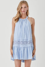 Load image into Gallery viewer, Sleeveless Lace Trim Halter Mini Dress
