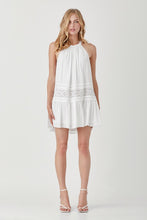 Load image into Gallery viewer, Sleeveless Lace Trim Halter Mini Dress
