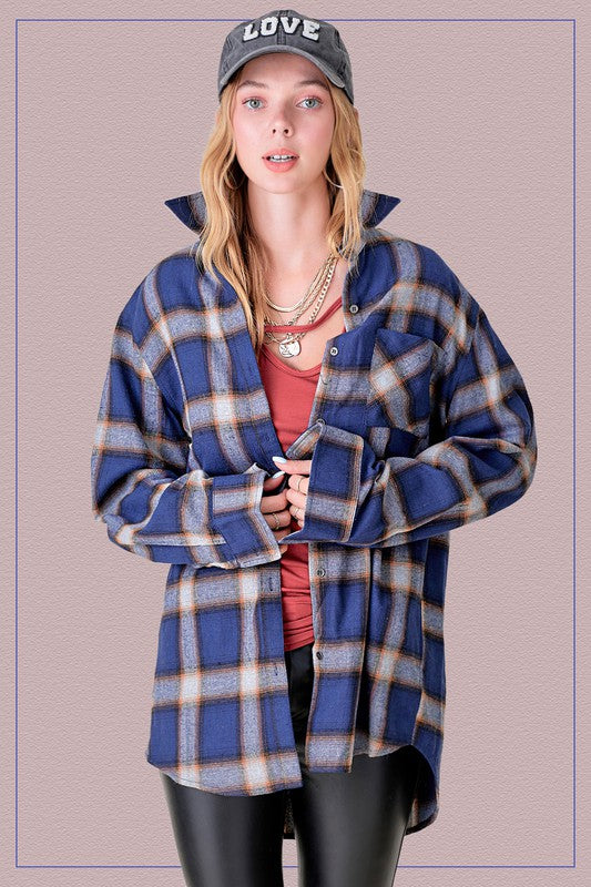 Oversized Plaid Flannel Shirt