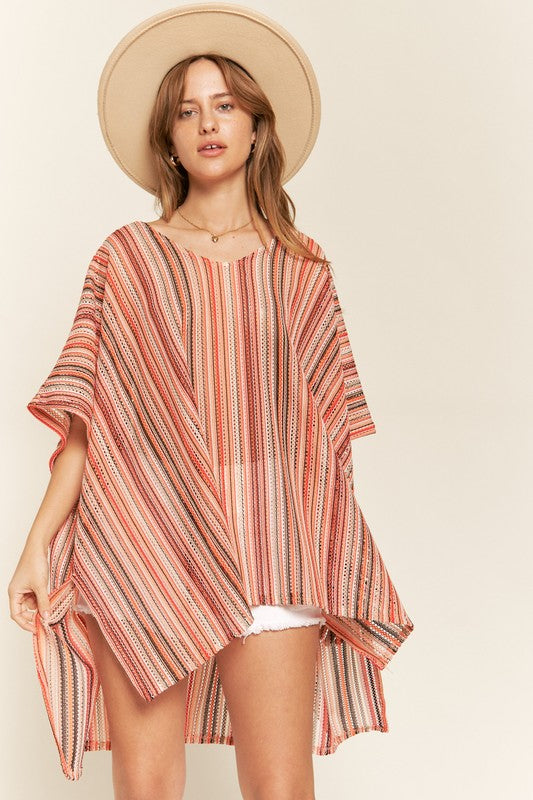 Colorful Vertical Striped Poncho