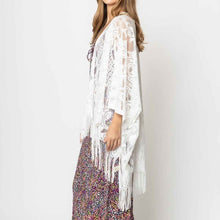 Load image into Gallery viewer, Fringed Lace Kimono
