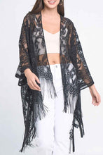 Load image into Gallery viewer, Fringed Lace Kimono
