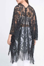 Load image into Gallery viewer, Fringed Lace Kimono
