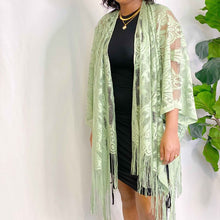 Load image into Gallery viewer, Fringed Lace Kimono
