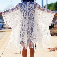 Load image into Gallery viewer, Fringed Lace Kimono
