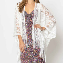 Load image into Gallery viewer, Fringed Lace Kimono
