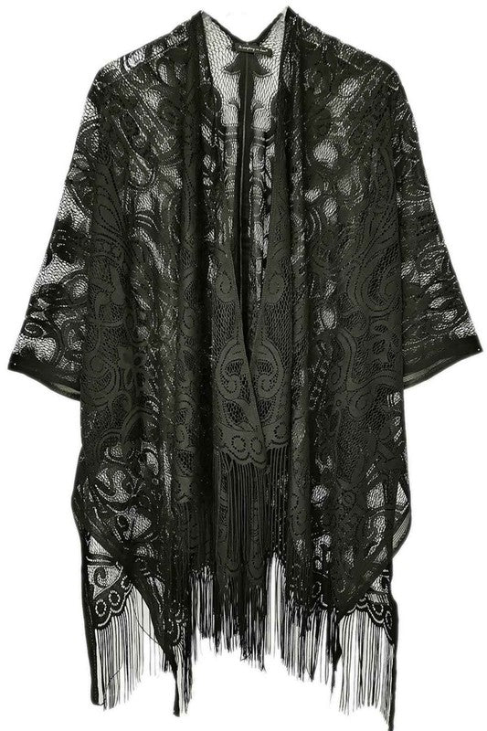 Fringed Lace Kimono