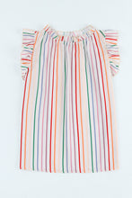 Load image into Gallery viewer, Chic Stripes:  Ruffled Striped Cap Sleeve Blouse&quot;
