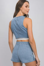 Load image into Gallery viewer, Denim Button Down Vest Top
