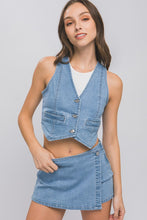 Load image into Gallery viewer, Denim Button Down Vest Top
