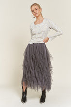 Load image into Gallery viewer, Lined Polka Dot Mesh Midi Skirt - Plus
