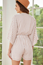 Load image into Gallery viewer, Tied Striped Three-Quarter Sleeve Romper
