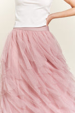 Load image into Gallery viewer, LAYERED POLKA DOT MESH LINED A-LINE MIDI SKIRT
