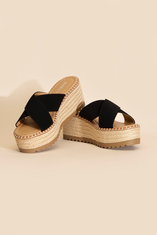 Raffia Platform Slide Sandal