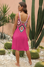 Load image into Gallery viewer, &quot;Sunny Serenity: Crochet V-Neck Spaghetti Strap Cover Up Dress&quot;
