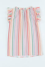 Load image into Gallery viewer, Chic Stripes:  Ruffled Striped Cap Sleeve Blouse&quot;
