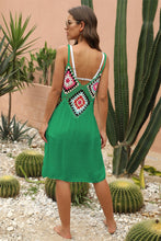 Load image into Gallery viewer, &quot;Sunny Serenity: Crochet V-Neck Spaghetti Strap Cover Up Dress&quot;
