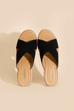 Load image into Gallery viewer, Raffia Platform Slide Sandal
