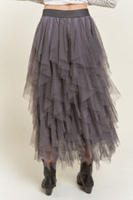 Load image into Gallery viewer, LAYERED POLKA DOT MESH LINED A-LINE MIDI SKIRT
