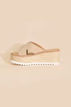 Load image into Gallery viewer, Raffia Platform Slide Sandal
