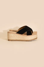 Load image into Gallery viewer, Raffia Platform Slide Sandal
