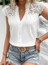 Load image into Gallery viewer, &quot;Elegant Details: Lacey Button-Up Blouse&quot;
