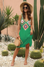 Load image into Gallery viewer, &quot;Sunny Serenity: Crochet V-Neck Spaghetti Strap Cover Up Dress&quot;
