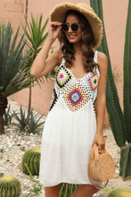 Load image into Gallery viewer, &quot;Sunny Serenity: Crochet V-Neck Spaghetti Strap Cover Up Dress&quot;
