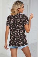 Load image into Gallery viewer, Floral Print Embroidered V-Neck Tee
