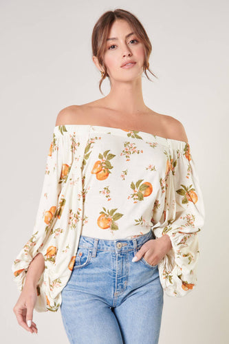 Fruity & Floral Off the Shoulder Top - Moon Blossom Boutique