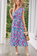 Load image into Gallery viewer, Ruffled Floral One Shoulder Dress
