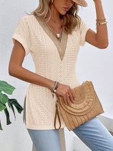 Load image into Gallery viewer, Chic Sophistication Eyelet V-Neck Blouse
