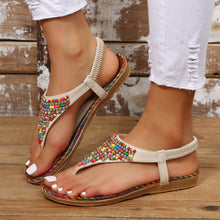 Load image into Gallery viewer, Beaded Vegan Leather Open Toe Sandals
