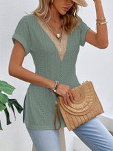 Load image into Gallery viewer, Chic Sophistication Eyelet V-Neck Blouse
