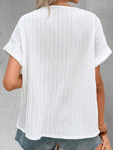 Load image into Gallery viewer, Chic Simplicity Notches and Stripes Blouse
