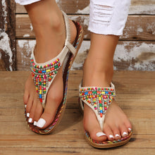 Load image into Gallery viewer, Beaded Vegan Leather Open Toe Sandals
