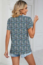 Load image into Gallery viewer, Floral Print Embroidered V-Neck Tee
