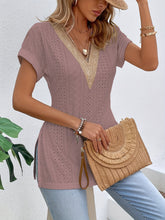 Load image into Gallery viewer, Chic Sophistication Eyelet V-Neck Blouse
