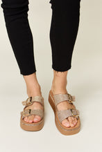 Load image into Gallery viewer, Rhinestone Buckled Wedge Sandals
