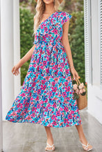 Load image into Gallery viewer, Ruffled Floral One Shoulder Dress
