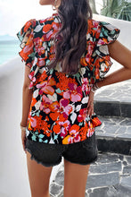 Load image into Gallery viewer, Smocked Floral Print Cap Sleeve Blouse
