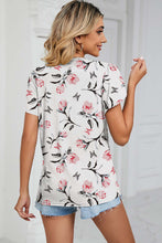 Load image into Gallery viewer, Floral Print Embroidered V-Neck Tee
