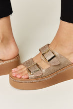 Load image into Gallery viewer, Rhinestone Buckled Wedge Sandals
