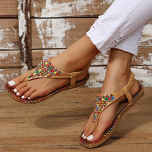 Load image into Gallery viewer, Beaded Vegan Leather Open Toe Sandals
