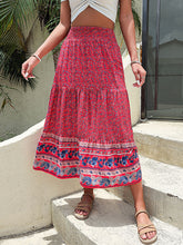 Load image into Gallery viewer, Boho Print Tiered High Waist Skirt
