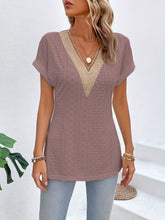 Load image into Gallery viewer, Chic Sophistication Eyelet V-Neck Blouse
