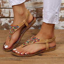 Load image into Gallery viewer, Beaded Vegan Leather Open Toe Sandals
