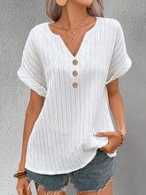 Load image into Gallery viewer, Chic Simplicity Notches and Stripes Blouse
