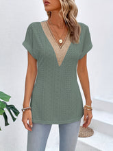 Load image into Gallery viewer, Chic Sophistication Eyelet V-Neck Blouse
